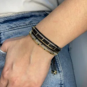 Adjustable Black beaded Bracelet