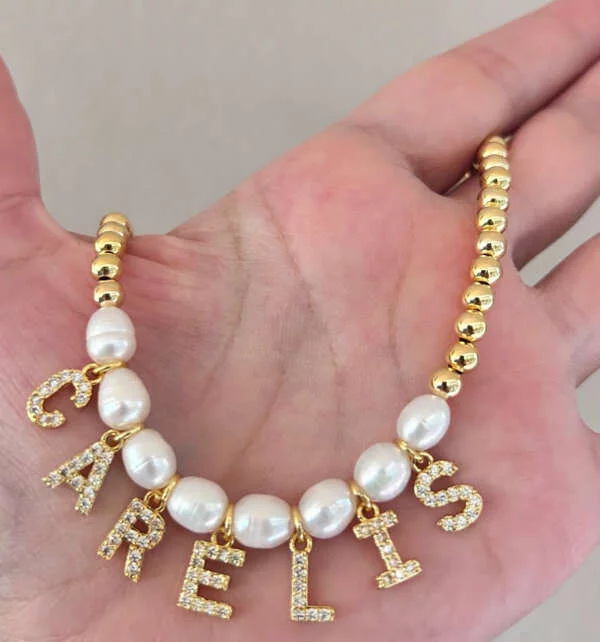 Golden Chain - Mother Pearls Personalized