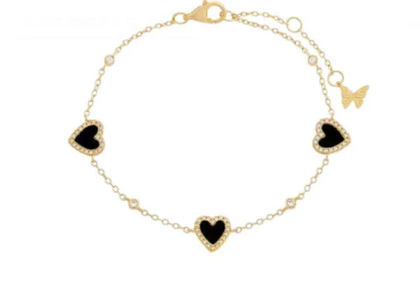 Trendy Bracelet - Chain and Black Heart Charms